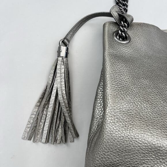 Gucci Soho Medium Double Shoulder Tote Charcoal Grey And Gunmetal Hardware - Picture 6 of 15